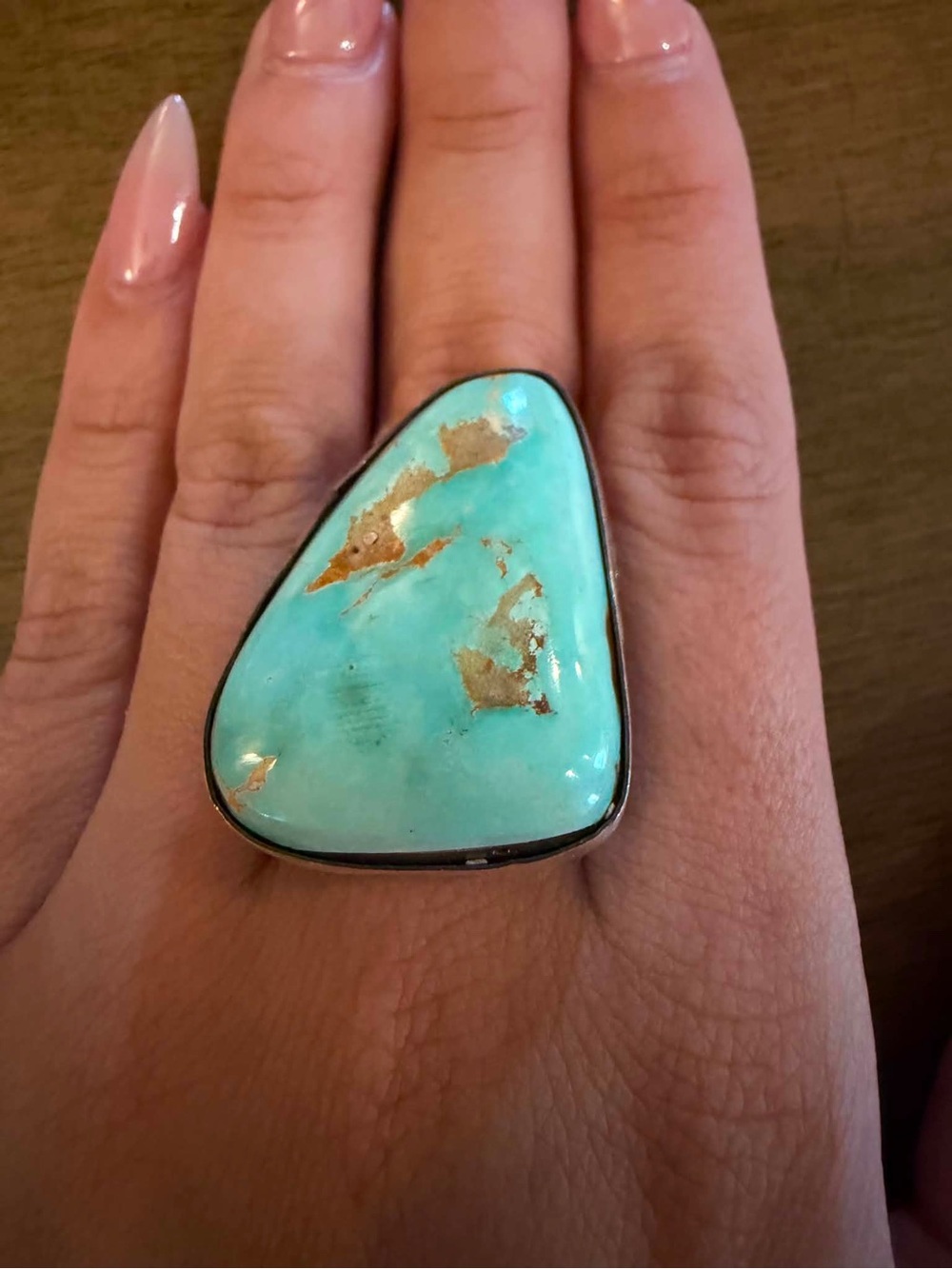 Navajo sterling silver  turquoise royston ring adjustable